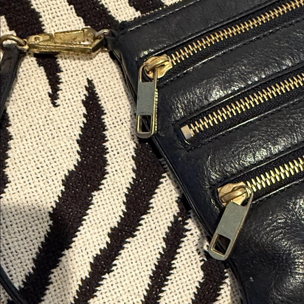 Vintage Rebecca Minkoff Black Leather Rockstar Elegant Crossbody Gold Hardware
